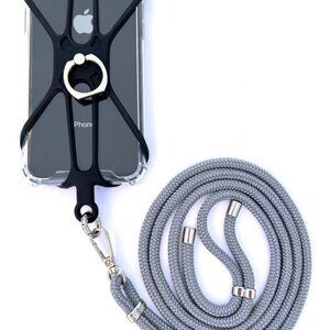 Phone Holder Lanyard Silicon Holder Phone Strap - Gray